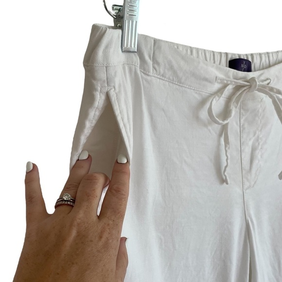 NYDJ White Linen Drawstring Pants, Size 4 - Picture 3 of 8